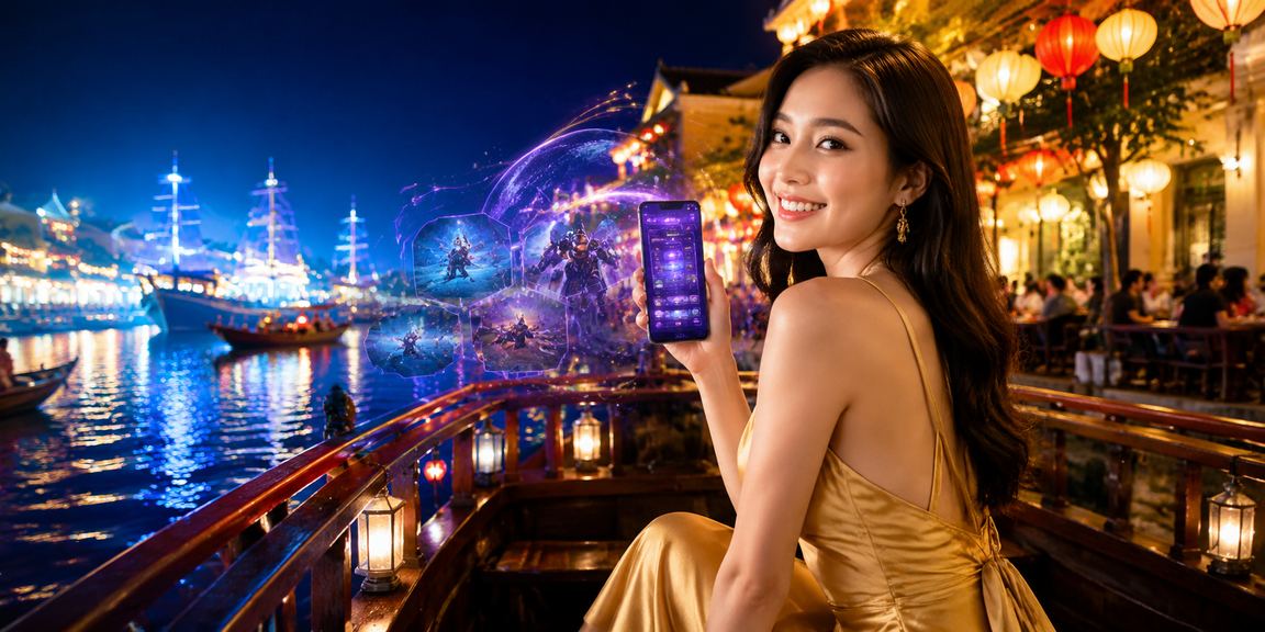 Người dùng Việt xem giao diện giải trí trên điện thoại trong không gian tối hiện đại